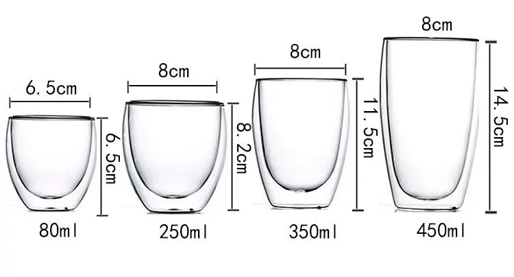 2-18PCS Double Wall High Borosilicate Glass Mugs – Heat Resistant Tea, Coffee, Milk, and Juice Cups, Creative Bar Drinkware Gift Set