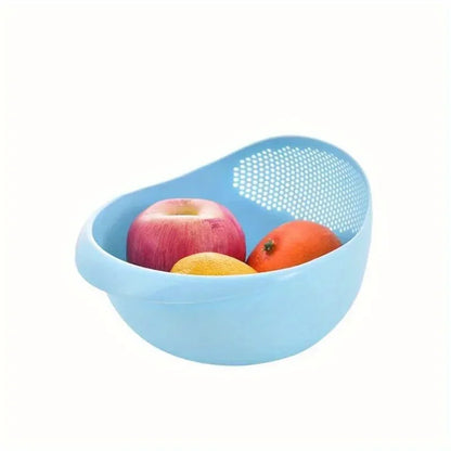 1PC Plastic Rice Sieve & Drain Basket with Handles – Multi-Purpose Kitchen Strainer Bowl for Washing Rice, Vegetables & Fruits