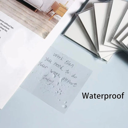 50 Sheets Transparent Sticky Notes – Waterproof Message & Signature Stickers for Notebooks