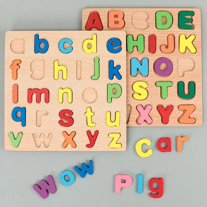 Kids Alphabet & Number Wooden Puzzle – Montessori Preschool Educational Toy